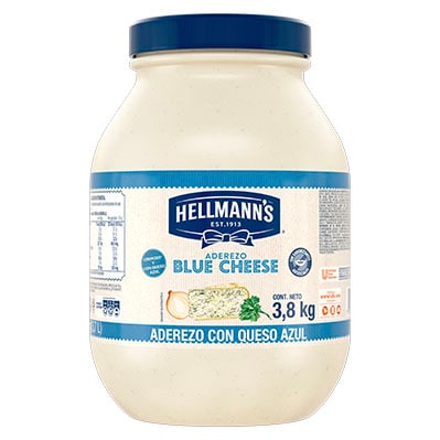 Hellmann's® Aderezo Blue Cheese Regular - Hellmann’s® Aderezo Blue Cheese, es ideal para preparar ensaladas y acompañar diferentes platillos como comida rápida o como base para otras preparaciones (salsas, cremas). Es cremoso* y con queso azul. Sin saborizantes artificiales. Mismo sabor, nueva imagen *Por su textura
