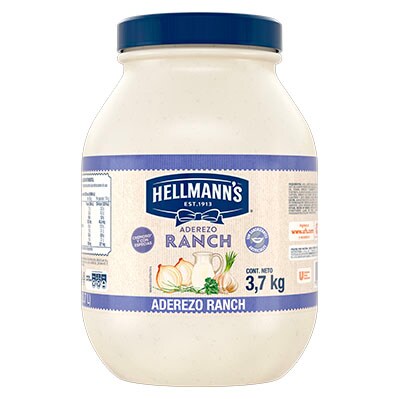 Hellmann’s® Aderezo Ranch 3,7 kg (3,7 L) - Hellmann’s® Aderezo Ranch es ideal para ensaladas sándwiches, dips y acompañamientos para snacks o entradas. Es cremoso* y con especias. Sin saborizantes artificiales. Mismo sabor, nueva imagen