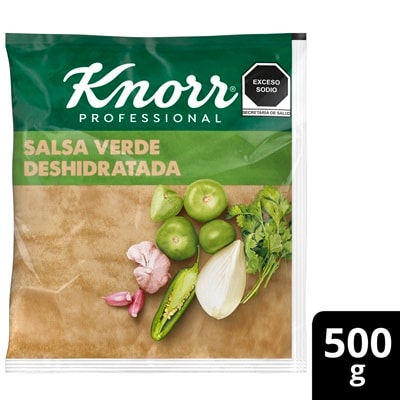Knorr® Professional Salsa Verde Deshidratada 500g - Muchos de mis platillos llevan salsa roja o verde, pero su preparación consume tiempo, los ingredientes frescos duran poco y es difícil mantener la calidad.