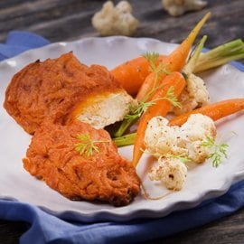 Pollo en Costra con Vegetales Baby Salteados Pollo en Costra con Vegetales Baby Salteados