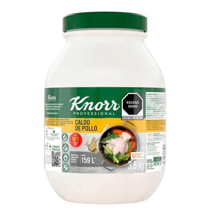 Knorr® Professional Caldo de Pollo - Knorr® Professional Caldo de Pollo 3.5  kg, receta con hierbas y especias seleccionadas e inigualable sabor a pollo.