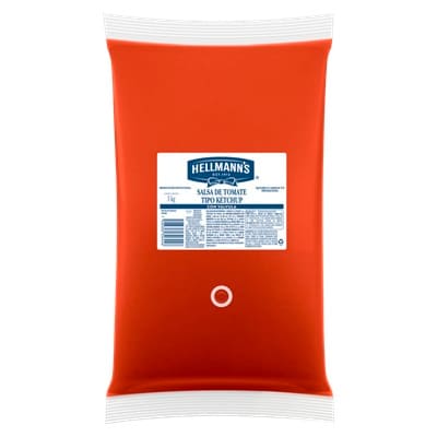 Hellmann’s® Salsa de Tomate Tipo Kétchup 3 Kg Bolsa con Válvula - La triada de aderezos Hellmann’s® con válvula, en presentación de 3 kg, ahorra espacio, es ideal para trasvasar a dispensadores o mamilas y tiene la consistencia perfecta para mezclar con otros ingredientes o usar como topping.