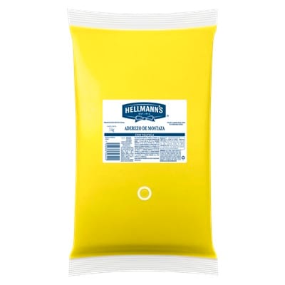 Hellmann’s® Aderezo de Mostaza 3 Kg Bolsa con Válvula - La triada de aderezos Hellmann’s® con válvula, en presentación de 3 kg, ahorra espacio, es ideal para trasvasar a dispensadores o mamilas y tiene la consistencia perfecta para mezclar con otros ingredientes o usar como topping.