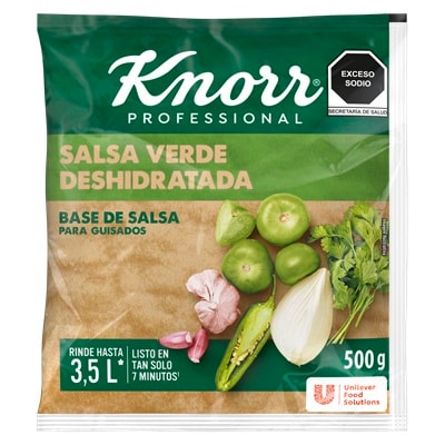 Knorr® Professional Salsa Verde Deshidratada 500g - Muchos de mis platillos llevan salsa roja o verde, pero su preparación consume tiempo, los ingredientes frescos duran poco y es difícil mantener la calidad.