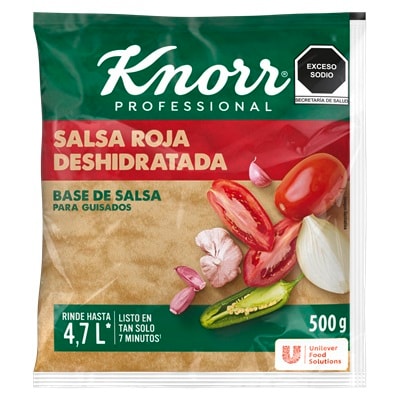 Knorr® Professional Salsa Roja Deshidratada 500g - Muchos de mis platillos llevan salsa roja o verde,  pero su preparación consume tiempo, los ingredientes frescos duran poco y es difícil mantener la calidad.