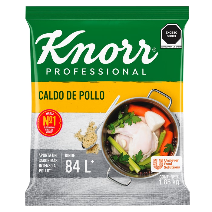 Knorr® Professional Caldo de Pollo 1,85 Kg - Knorr® Professional Caldo de Pollo 1.85 kg, receta con hierbas y especias seleccionadas e inigualable sabor a pollo.