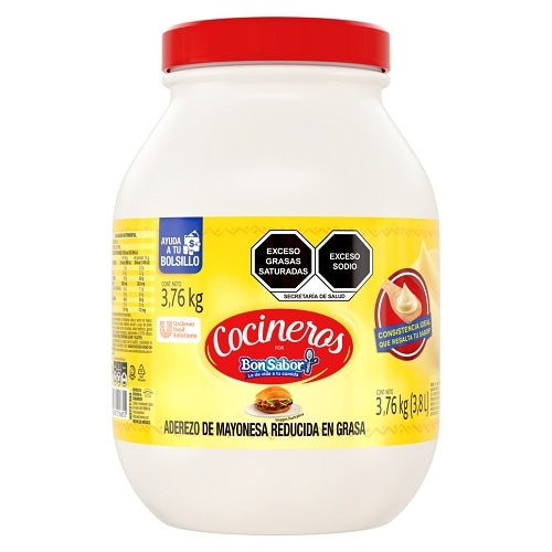 Cocineros Bon Sabor® 3,8 L - Cocineros Bon Sabor®, es una salsa emulsionada, conocida también como una “salsa madre”, usadas generalmente para untar pan, preparar aderezos y dar sabor a una gran variedad de platillos.