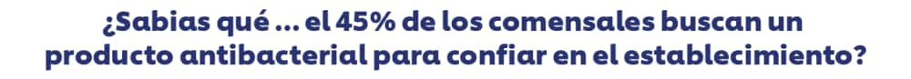 Sabias que el 45% de los comensales buscan un producto antibacterial en el establecimiento?