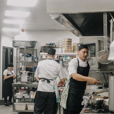 Chef working in a high end restaurant kitchen. Belgrade, Serbia