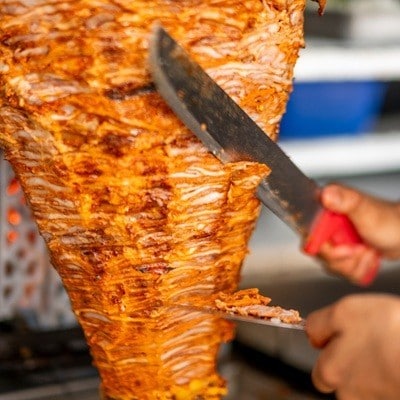 traditional al pastor taco stand in Mexico and very common in Mexico City
