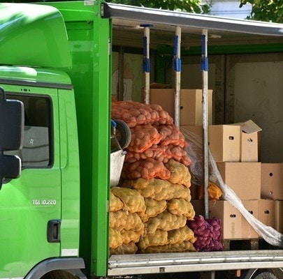 A truck loaded with vegetables in Vienna