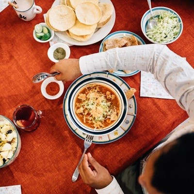 Traditional Mexican Christmas family dinner